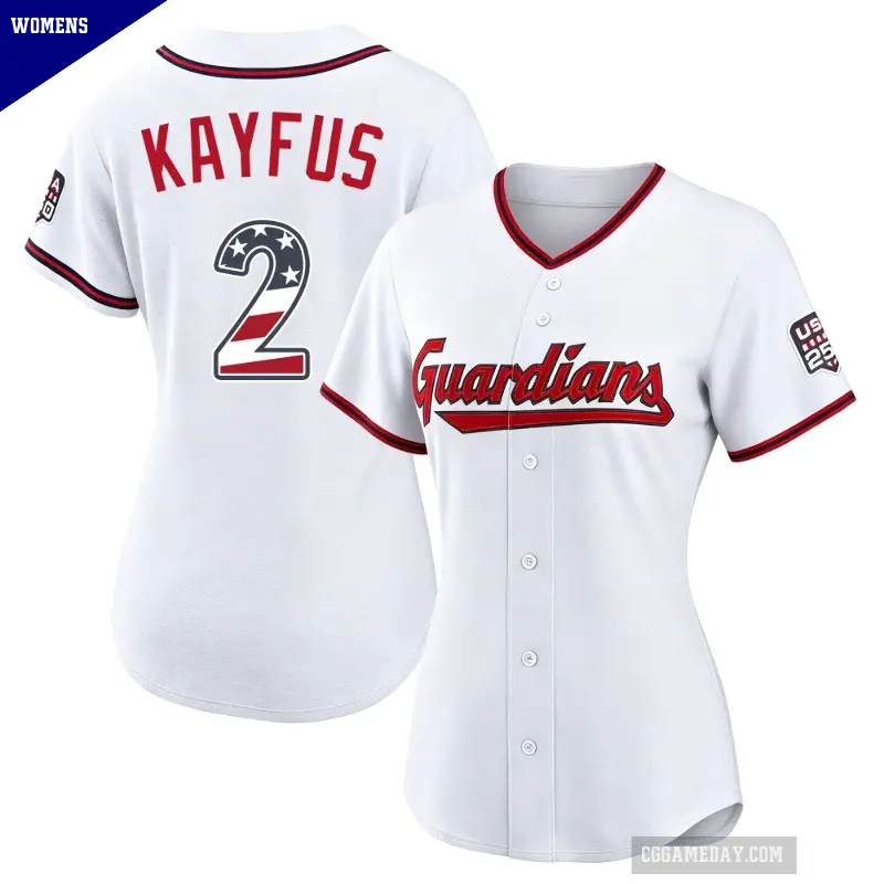 Women's No.2 CJ Kayfus Cleveland Guardians White Limited USA 250 Fourth Of July Home Stadium Jersey