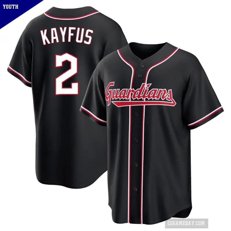 Youth No.2 CJ Kayfus Cleveland Guardians Black Replica Fashion Out Jersey