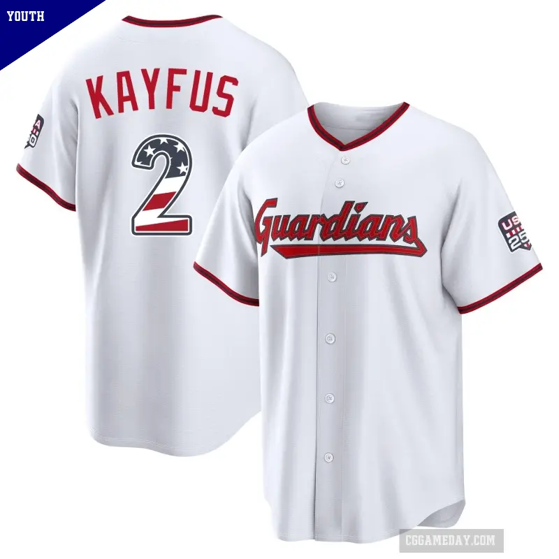 Youth No.2 CJ Kayfus Cleveland Guardians White Limited USA 250 Fourth Of July Home Stadium Jersey